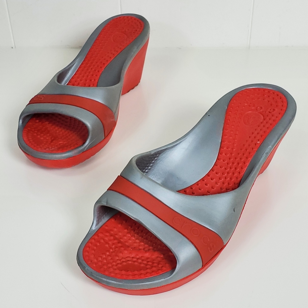 Crocs Sassery 3" wedge slipon sandles size 7 - Picture 3 of 10